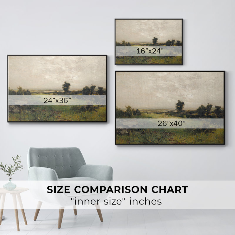 Paysage rétro - DCLXV, Toile avec cadre flottant noir, H 25 po x l 17 po x P 1,5 po