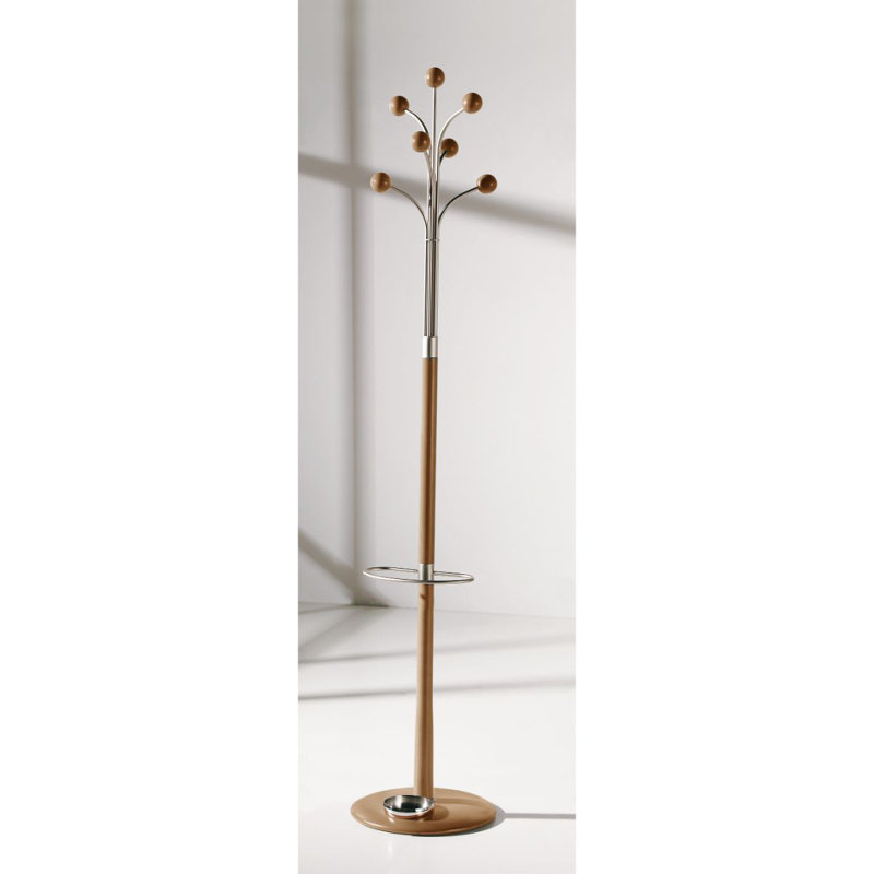 Kirkinriola Freestanding 6 - Hook Coat Rack, Natural