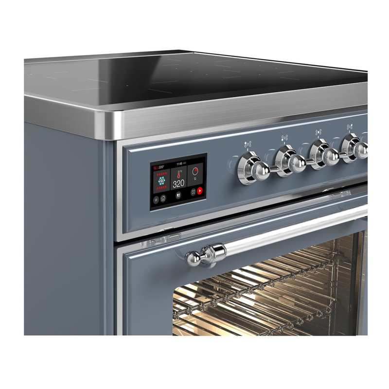 Majestic III Series 30 Inch Induction Range with 4 Induction Elements in Stainless Steel (Burnished Trim), Blue Gray, Chrome