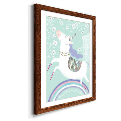 Rainbow Unicorn - Reproduction d'art graphique sur papier encadré