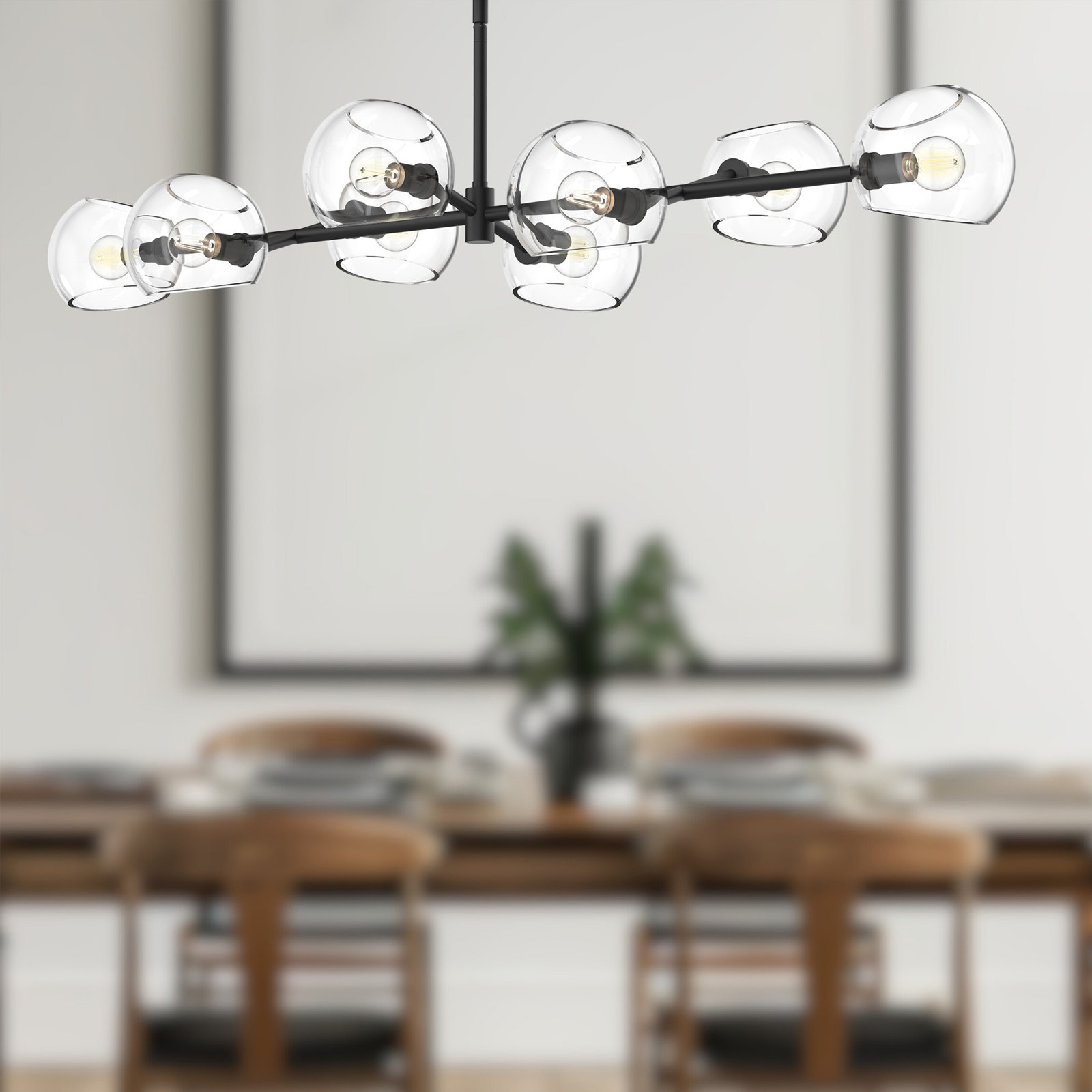 Willow 8 - Light Sputnik Chandelier, Clear, Matte Black