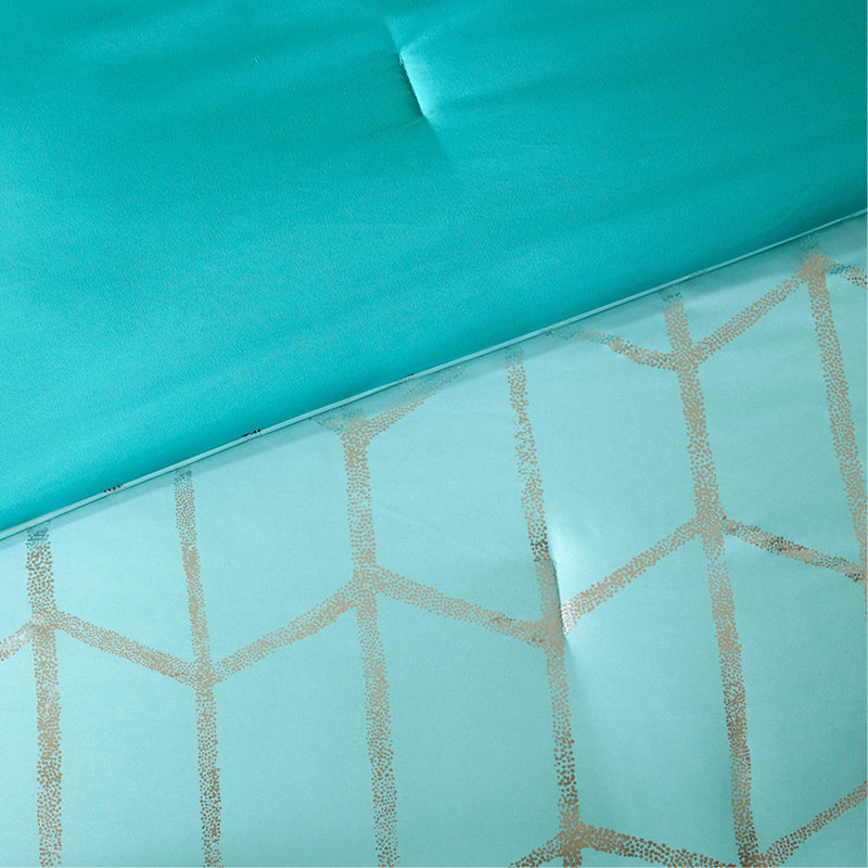 Comforter Set Full Metallic Printed With Antimicrobial Treatment & Stylish Geometric Design For Modern Bedrooms