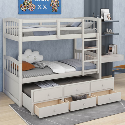 Jionnie Kids Twin Over Twin Bunk Bed with Trundle