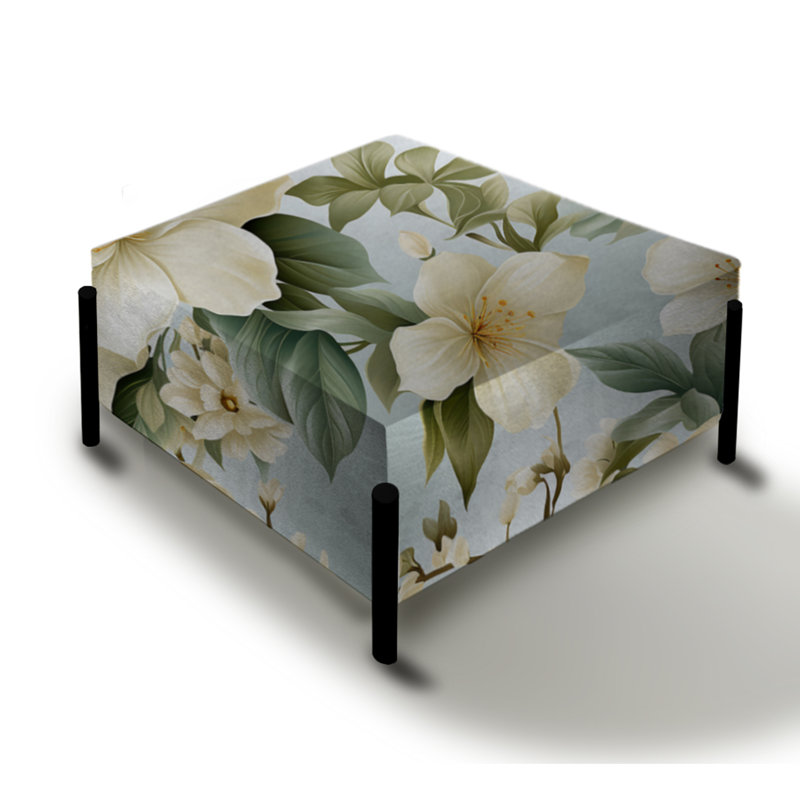 Serene motif botanique tropical - grand repose-pieds carré tropical