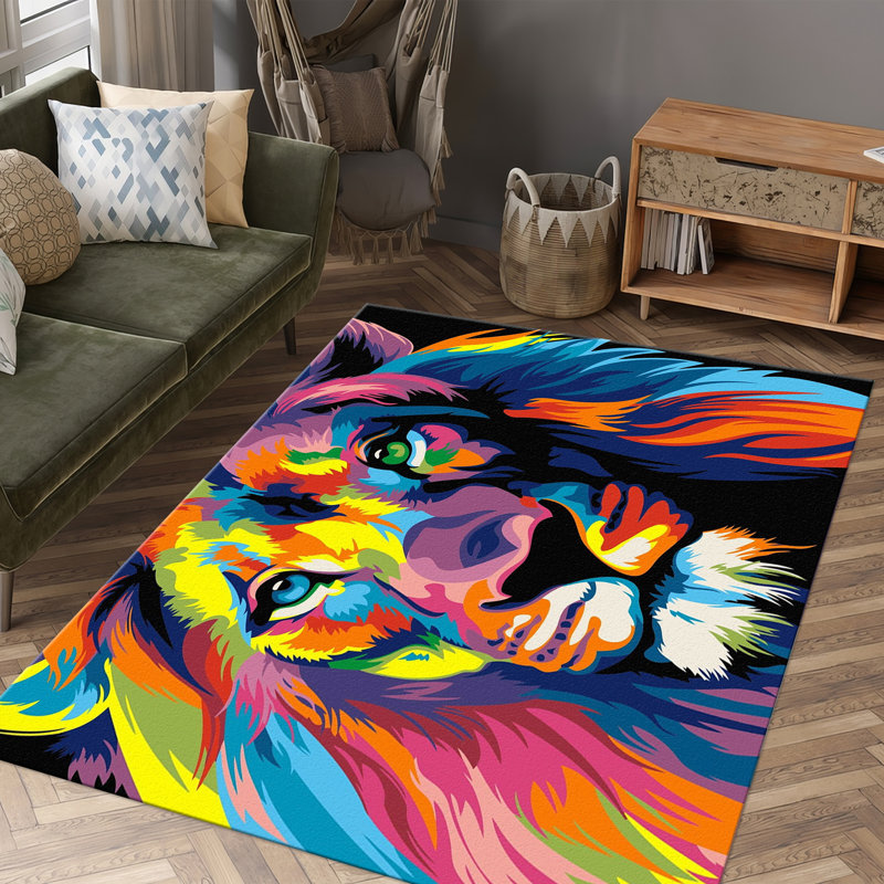 Printed Goblen Fabric Rug with Intricate Geometric Patterns in Warm Earth Tones Ideal for Home Decor Enhancement