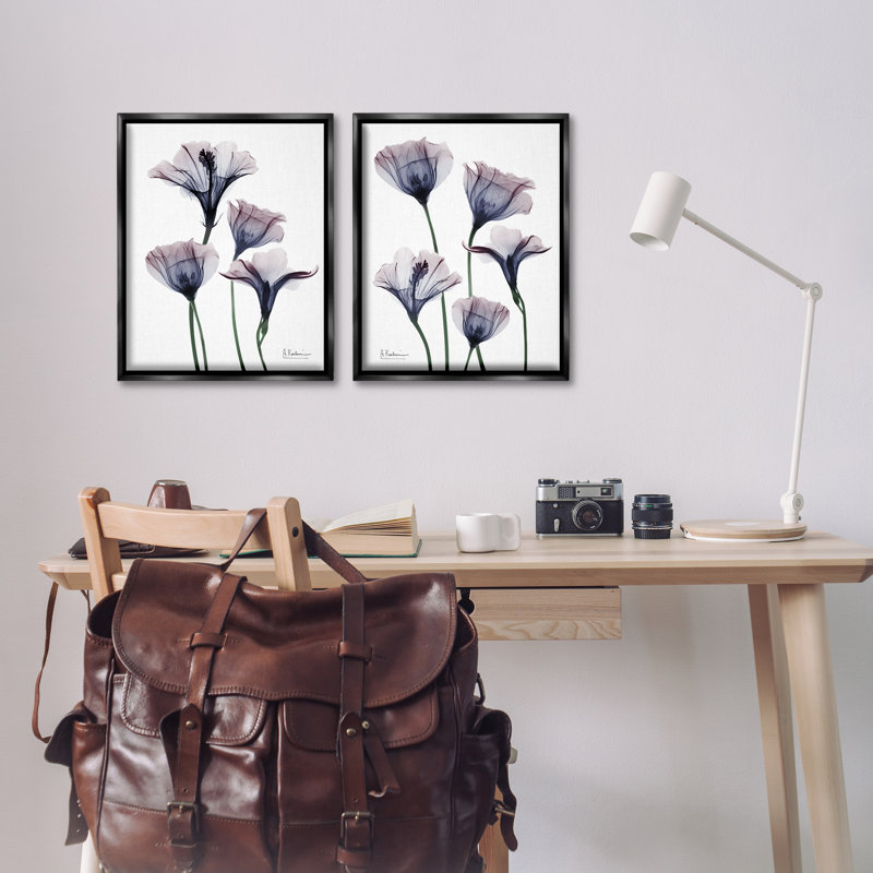 Ensemble de 2 cadres flottants Bounteasant Dusk Lilies, design par Albert Koetsier, Cadre flottant noir de jais
