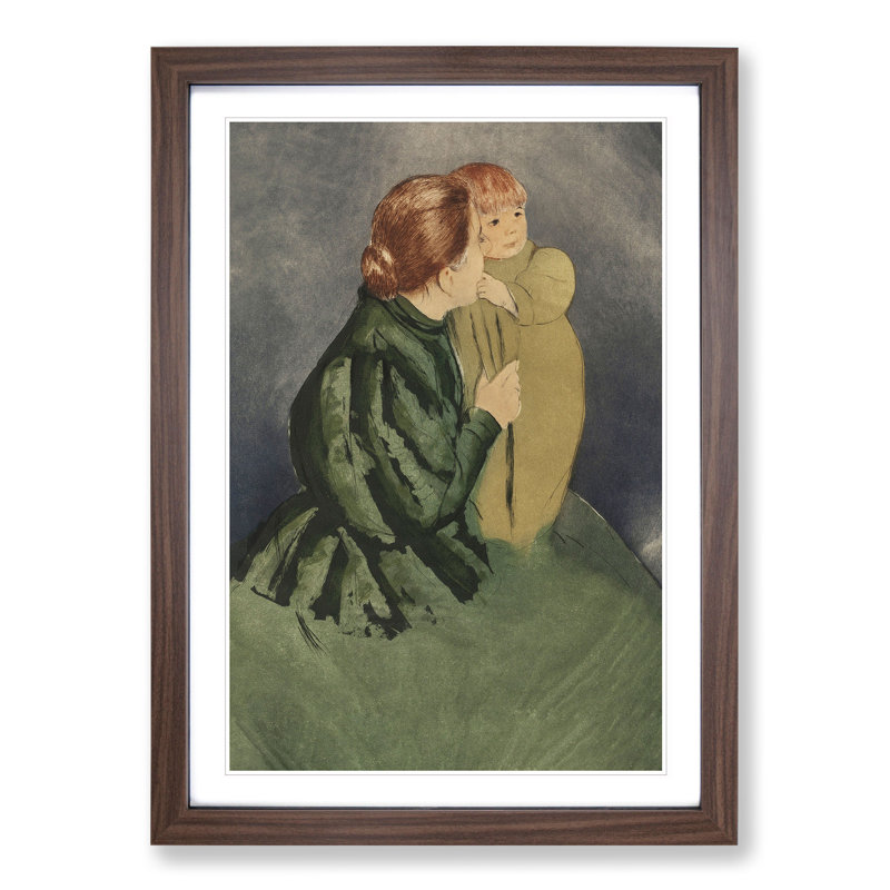 Mother and Child Vol.5 by Mary Cassatt - Picture Frame Painting, 36cm H x 27cm W x 2cm D, Walnut Framed