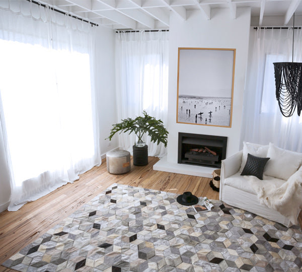 Art Hide Cowhide Area Rug in Gray, Rectangle 9' x 12'