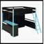 Lit mezzanine double en bois avec bureau, grand espace de rangement et bleu clair-1576892622