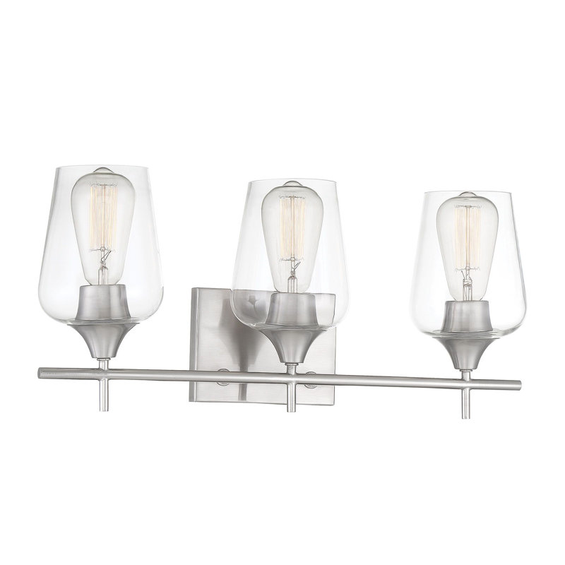 Luminaire de salle de bain à intensité variable Breena en nickel satiné, Nickel satiné, Clear