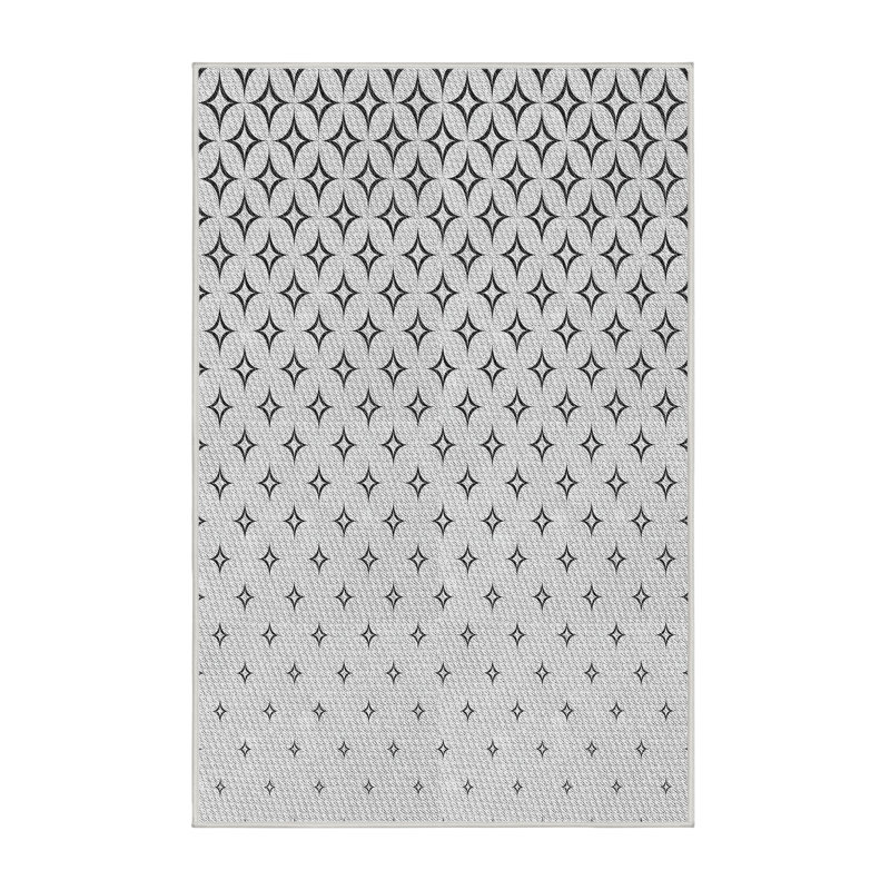 Tapis noir/gris à motifs, Rectangle 2 pi x 5 pi