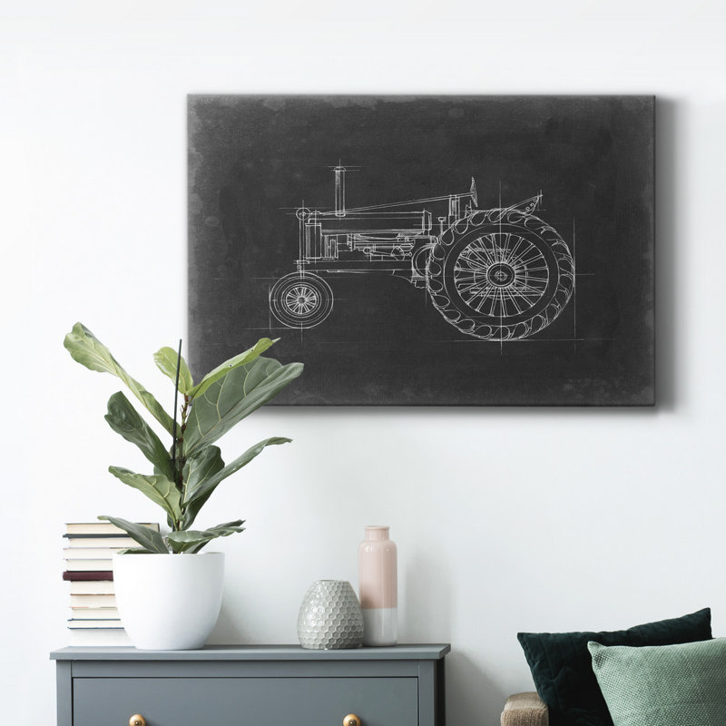 Tractor Blueprint IV - Impression sur toile tendue, H 18 po x l 12 po x P 1 po