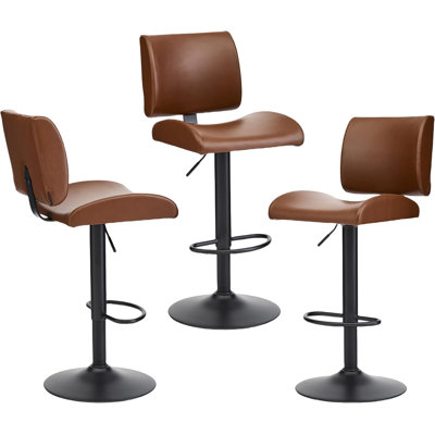 Tabourets de bar réglables et pivotants rembourrés (ensemble de 3)