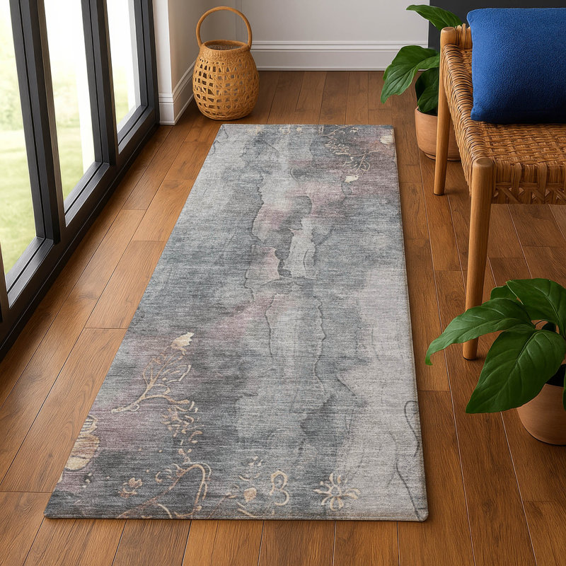 Premium Machine Washable Crestover AMF1869 Floral Rug, Runner 2'3" x 7'6"