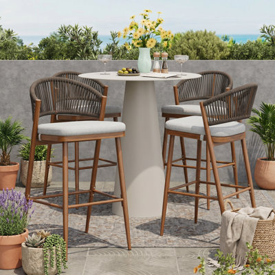 Christopher Knight Home 21.65" W x 19.5" D x 39.5" H Aluminum with Scallop-Shaped Backrest Barstools (Set of 2)