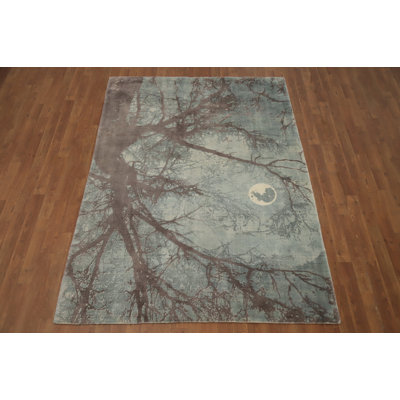 Mystical Moonlit Tree Handmade Rug 5x7 Serene Nature-Inspired Design