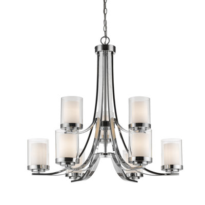 Lustre à niveaux avec abat-jour 9 lumières Arie