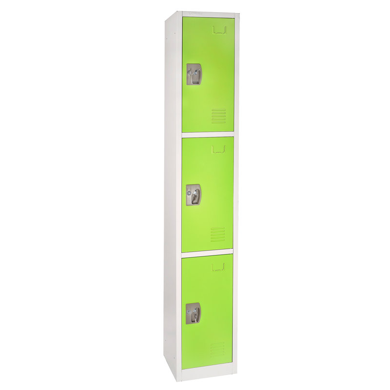 Green 3-Tier Steel Storage Locker with Key Lock