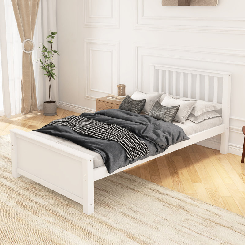Lit plateforme simple en bois, Blanc