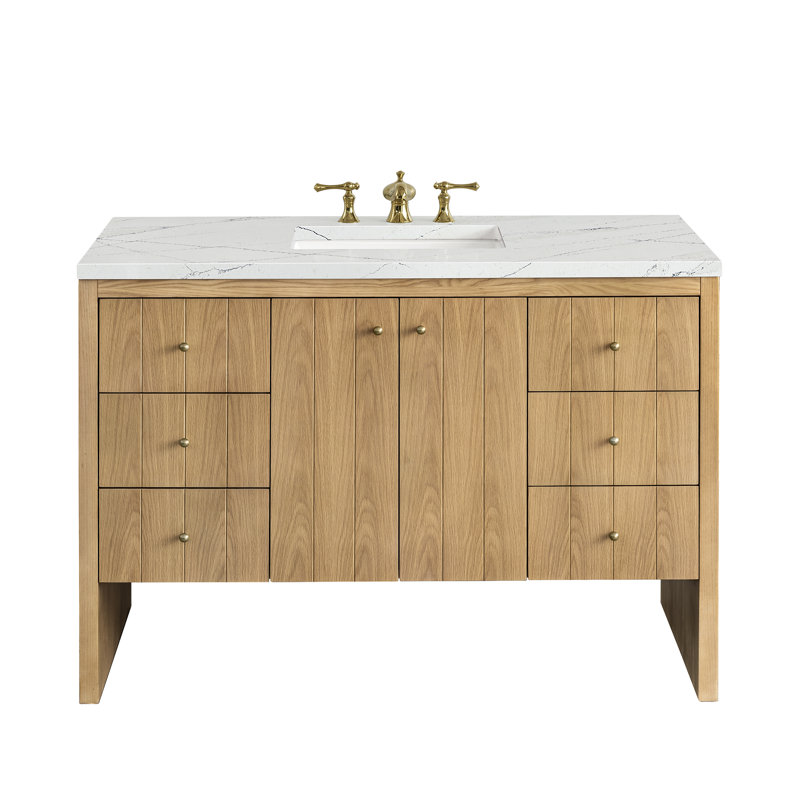 Hudson 48'' W Single Vanity, Ethereal Noctis, 8" Widespread, Light Natural Oak
