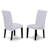 3 Piece Kitchen Table & Chairs Set Contains a Round Dining Room Table with Dropleaf and 2 Grey Linen Fabric Parsons Dining Chairs, 42x42 Inch, Black-346178793-346178792-293865976