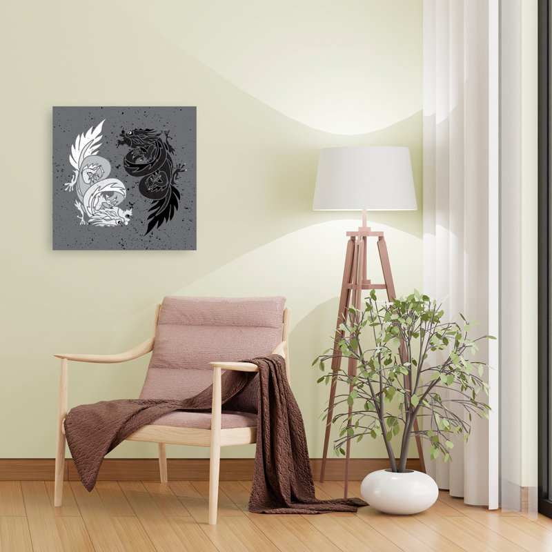 Yin Yang Dragons Contemporary Wall Art Print, 60.96cm H x 60.96cm W