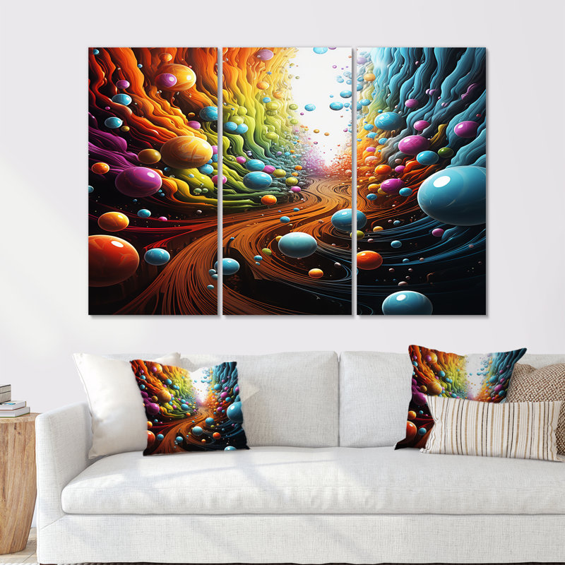 Ensemble de salon Rainbow Lightspace Spheres Pathway - Space Paysages, Toile tendue, H 28 po x l 36 po x P 1 po