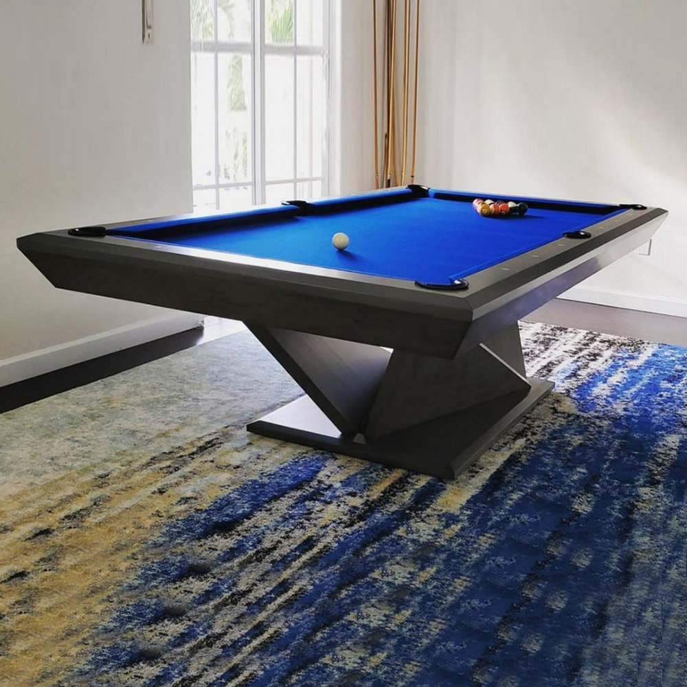 White 7' Modern Convertible Pool Billiard Table 'Ultra'; dining/desk/game  table
