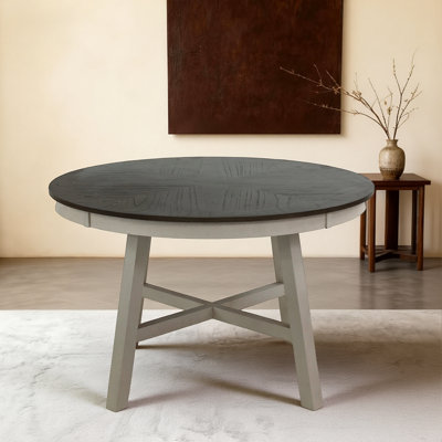 Farmhouse 48 Inch Round Dining Table With Wooden Top - Rustic Kitchen & Dining Room Centerpiece