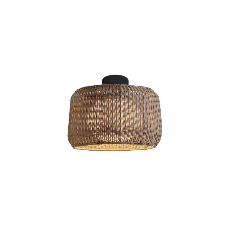 Plafonnier semi-encastré d'extérieur 19,69 po Fora, Brun graphite / brun rotin