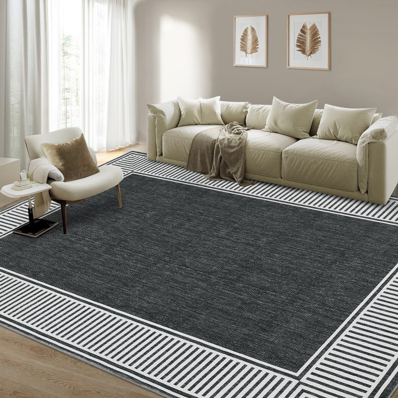 Area Rug Washable Rug Modern Bordered Rugs Non Slip Foldable Rugs for Living Room Entryway Bedroom Dining Room Home Office