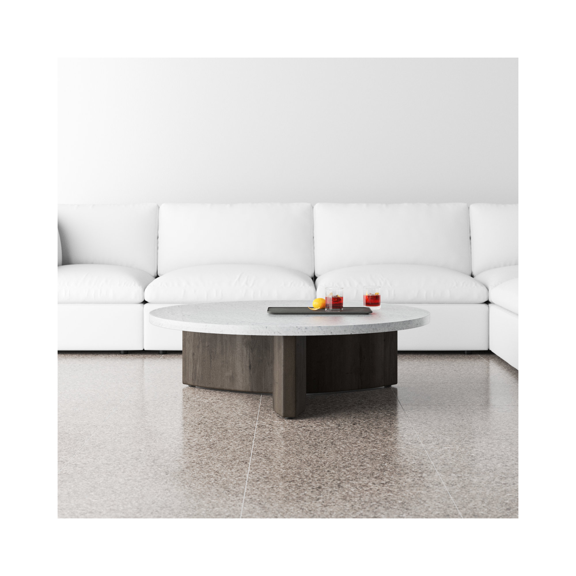 Huntington Single Coffee Table, Italian White/Smoked Black
