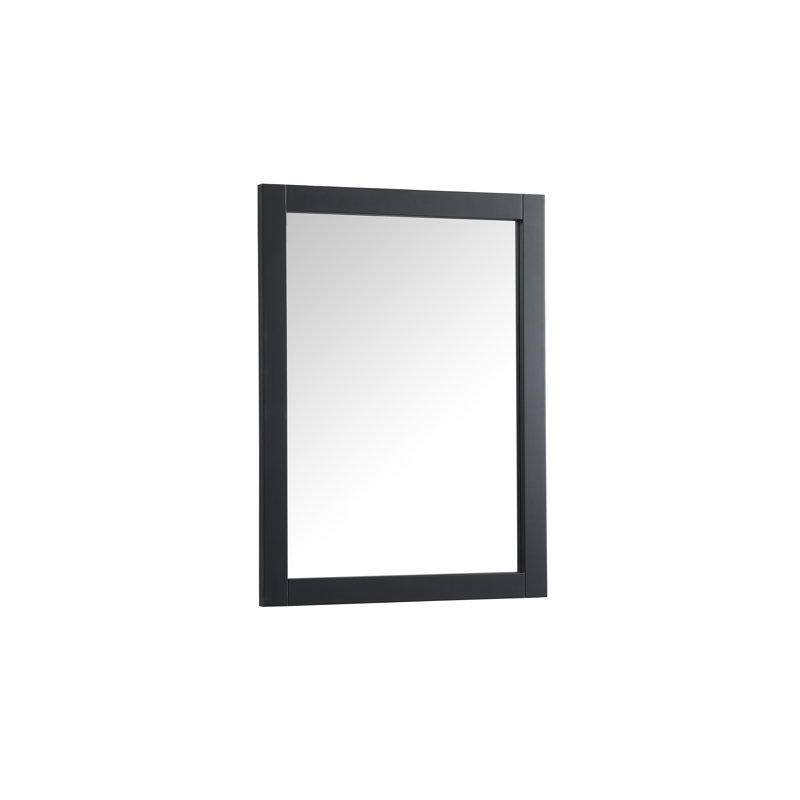 Rosenow Wood Flat Wall Mirror, Black, 32'' H x 24'' W