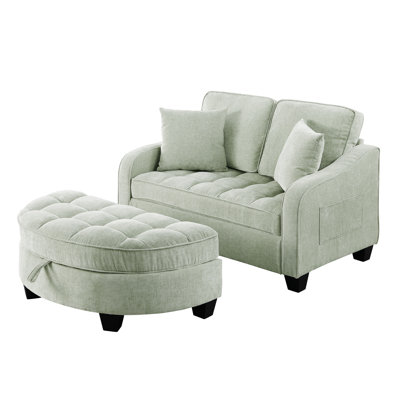 Accent Chair With Storage Semicircular Ottoman by Latitude Run