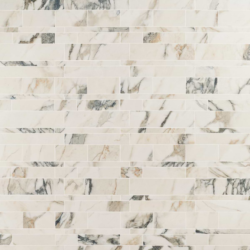 Dreamstone Railroad Porcelain Mosaic, Calacatta Rustico Matte