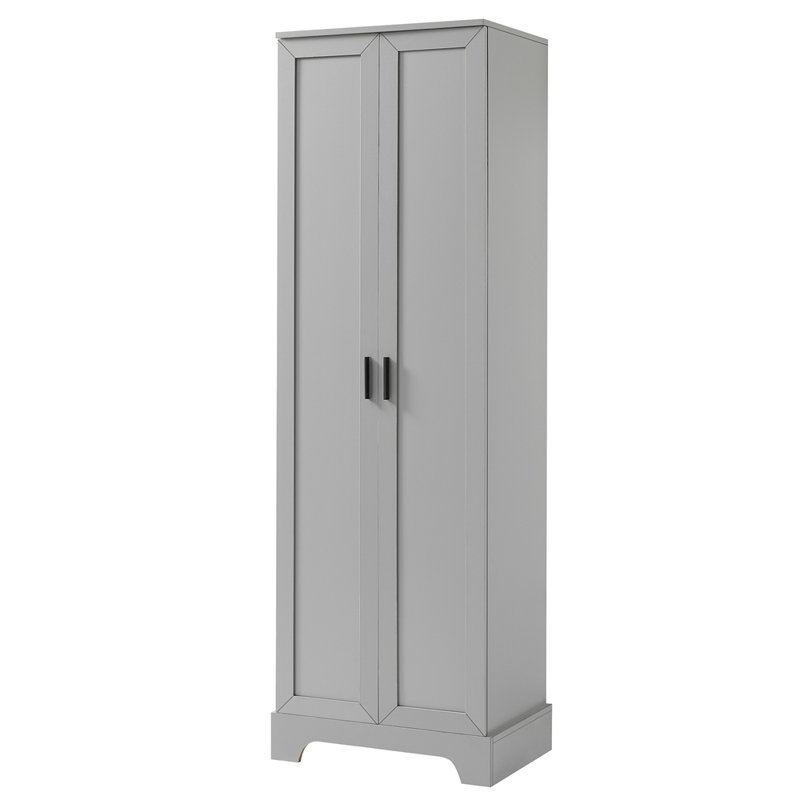 Storage Cabinet with Two Doors for Bathroom, Office, Adjustable Shelf, MDF Board, Gray