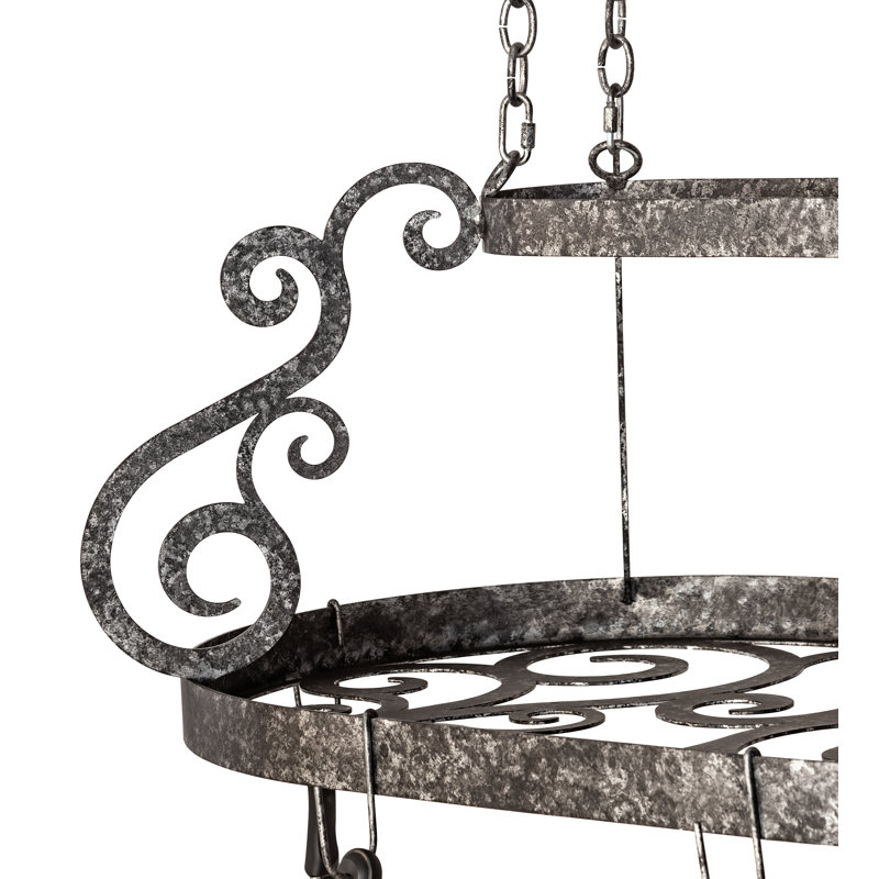 38" Long Neo 6 Light Pot Rack, Gray, 68" H x 24" W x 38" D