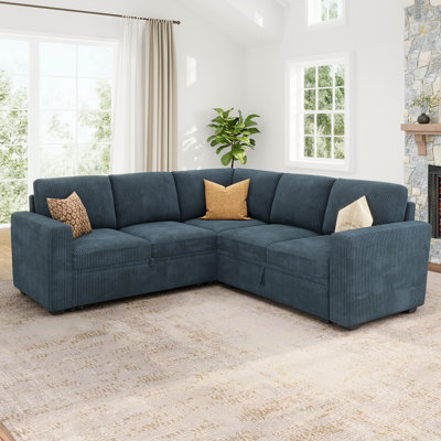 Niyona Modular Sleeper Sectional L Shaped Couch Sofa Bed With Storage Seat