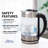 OVENTE Electric Kettle with 1.7L Borosilicate Glass, 1500W Instant Water Boiler and Heater for Coffee or Tea, BPA Free, Easy to Fill Lid, Auto Shut-Off and Boil Dry Protection, Silver KG612S