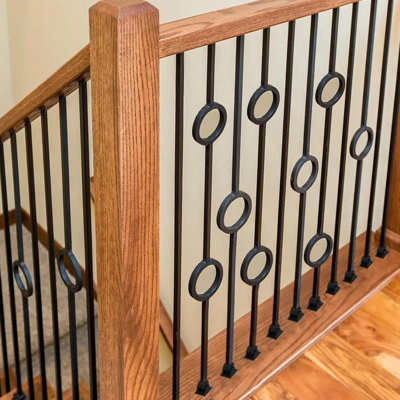 8Pcs Staircase Metal Balusters Decorative Banister Spindles-Double Ring Design