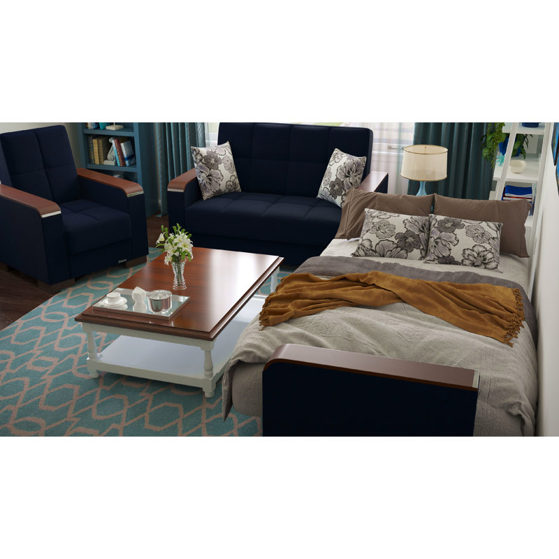 Fauteuil rembourré avec rangement, bleu foncé, version M