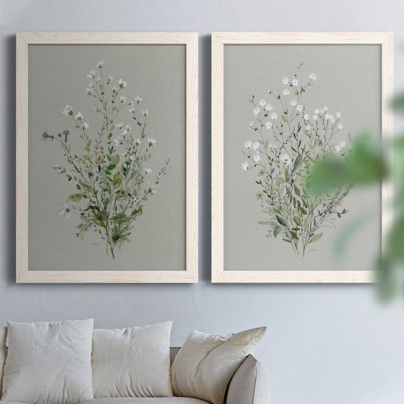 Bouquet de grâce I - ensemble de 2 peintures sur toile encadrées, Cadre blanc, H 31,5 po x l 47 po x P 1,5 po