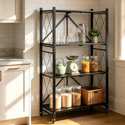 Étagère de rangement pliable à 4 niveaux avec roulettes 13,58 po x 59,06 po