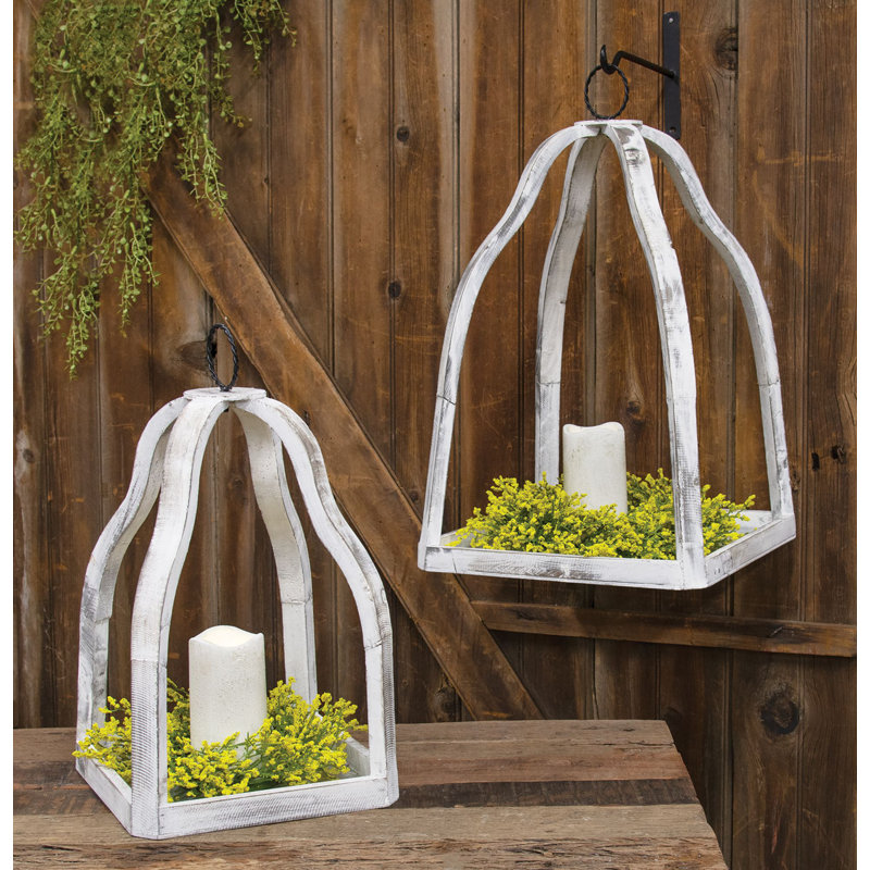 21.75'' H Wood Tabletop Lantern