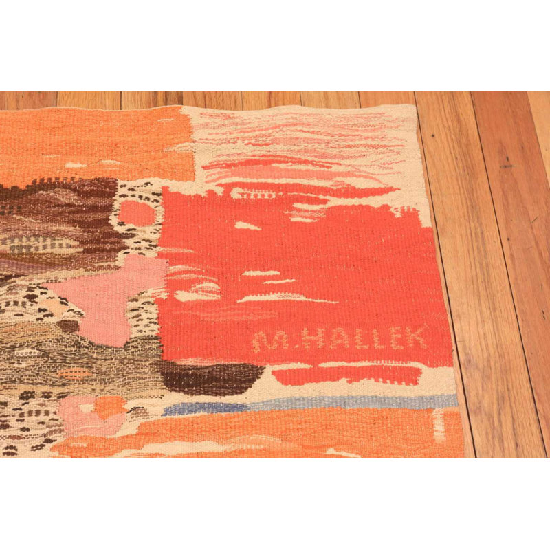 Scandinavian One-of-a-Kind 5'7" X 8'9" 1900s Silk Area Rug in Pink