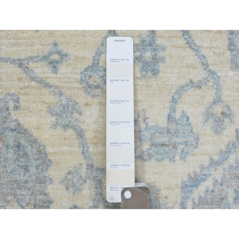 Tapis noué à la main 6 pi 2 po x 8 pi 9 po en laine biologique ivoire Peshawar 32F34144253C403DA81326DD6EFD20F0