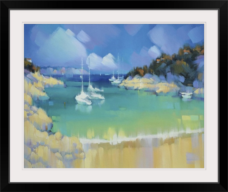"Cala Llombards IV" par Alex Hook Krioutchkov - reproduction d'art, Cadre noir, H 32 po x l 38 po x P 1 po