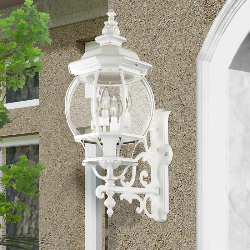Lanterne murale d'extérieur à 4 ampoules H 28,5 po Aalena, Blanc, H 28,5 po x l 11 po x P 15,5 po