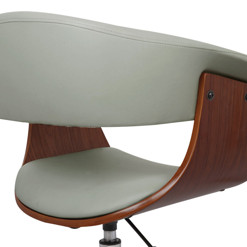 Grumium Faux Leather Mid-Century Office Chair, Grey