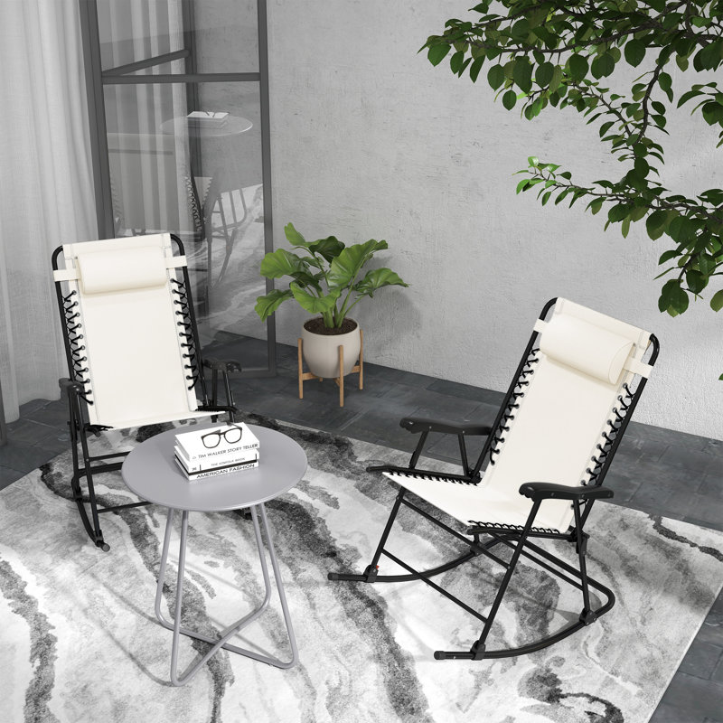 Chaise berçante d'extérieur pliante, blanc crème